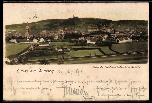 Amberg ortsansicht mit turm - amberg,,