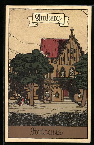 Steindruck amberg rathaus - steindruck-ak, amberg,